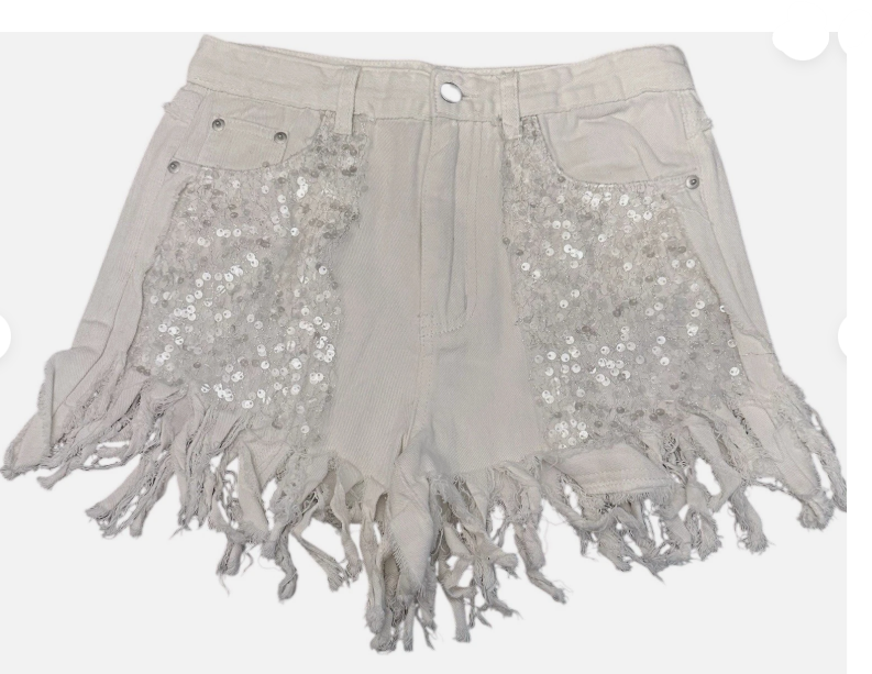 POL Boho Distressed Embellished Jean Shorts Women's Size