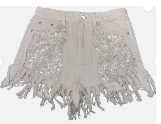 POL Boho Distressed Embellished Jean Shorts Women's Size