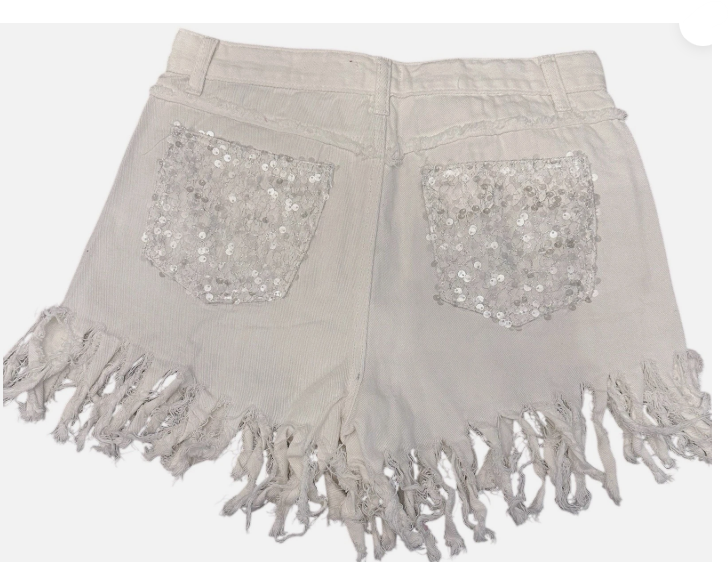 POL Boho Distressed Embellished Jean Shorts Women's Size