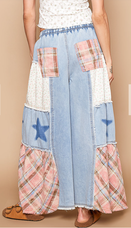 POL Flowy Wide Leg Palazzo Denim Pants Wide Leg Summer Pants