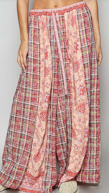 POL Flowy Wide Leg Palazzo Pants Pink Wide Leg Summer Pants