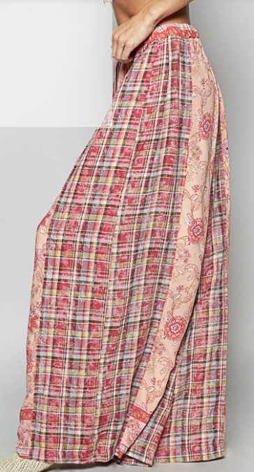 POL Flowy Wide Leg Palazzo Pants Pink Wide Leg Summer Pants