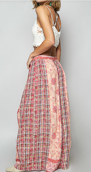 POL Flowy Wide Leg Palazzo Pants Pink Wide Leg Summer Pants